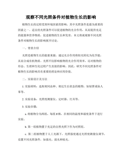 观察不同光照条件对植物生长的影响