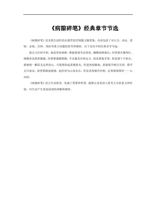 《病隙碎笔》经典章节节选