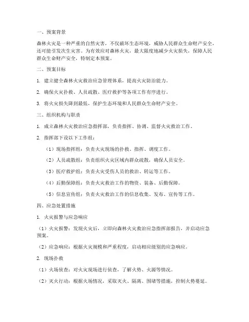 森林火灾救治应急预案范文