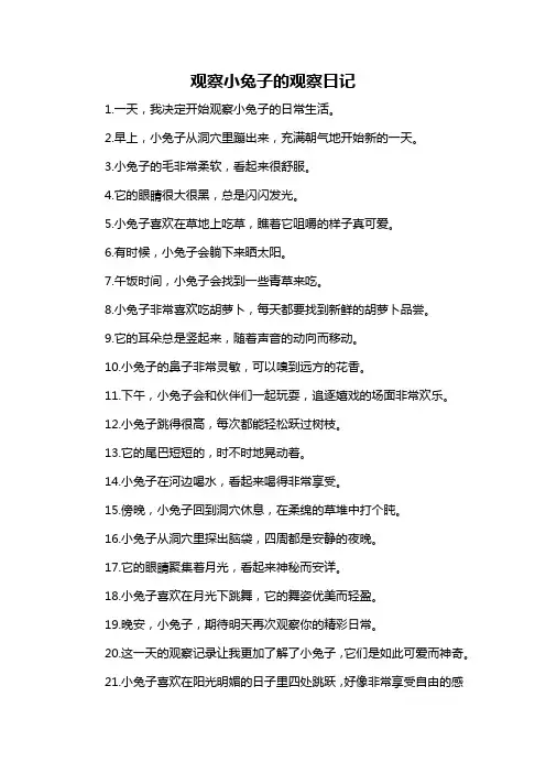 观察小兔子的观察日记