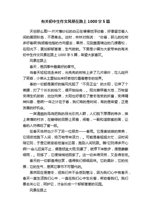 有关初中生作文风景在路上1000字5篇