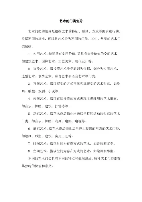艺术的门类划分