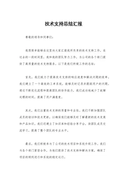 技术支持总结汇报