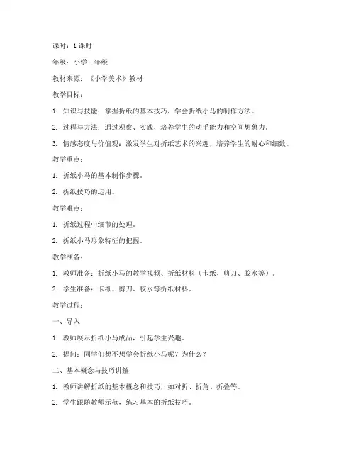 折纸小马案例模板教案设计
