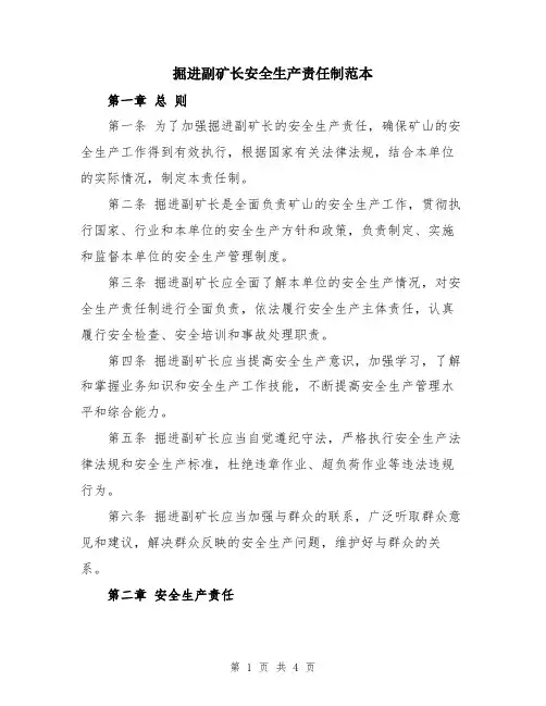 掘进副矿长安全生产责任制范本