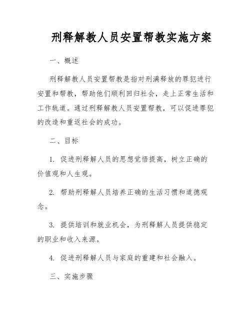 刑释解教人员安置帮教实施方案