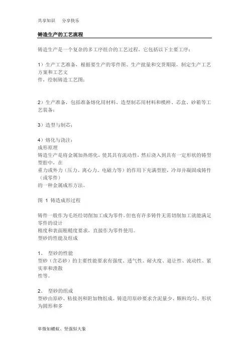 铸造生产的工艺流程