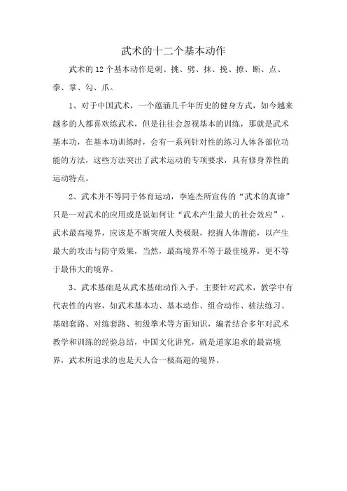 武术的十二个基本动作