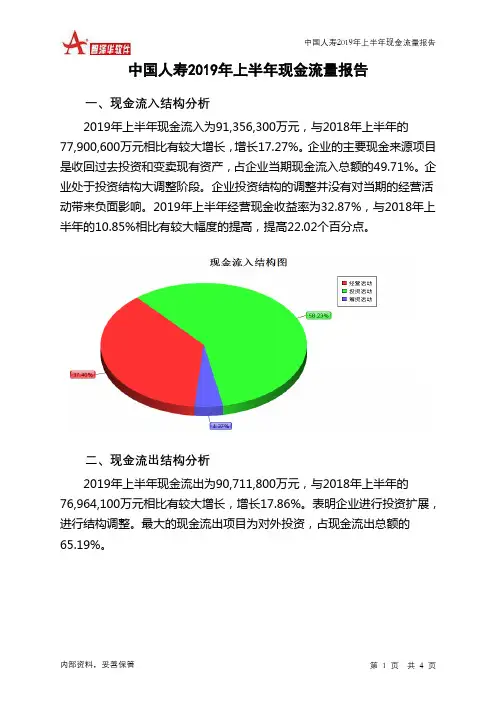 中国人寿2019年上半年现金流量报告