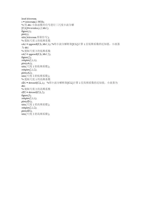 小波分解与重构代码