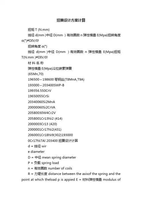 扭簧设计方案计算