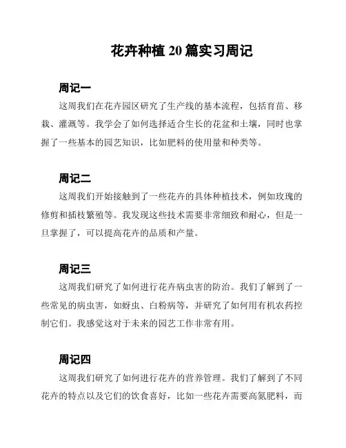 花卉种植20篇实习周记