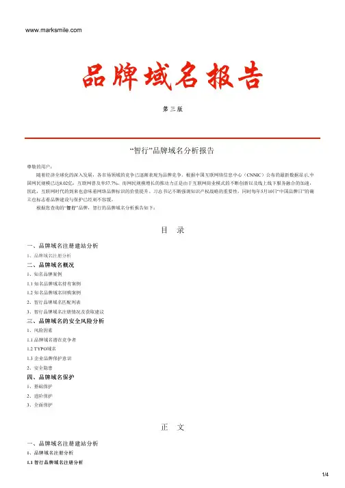 智行的品牌域名分析报告