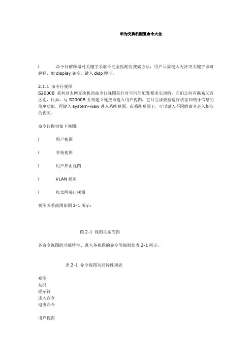 华为交换机配置命令大全