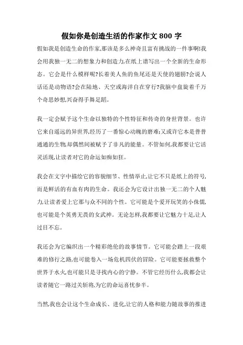 假如你是创造生活的作家作文800字