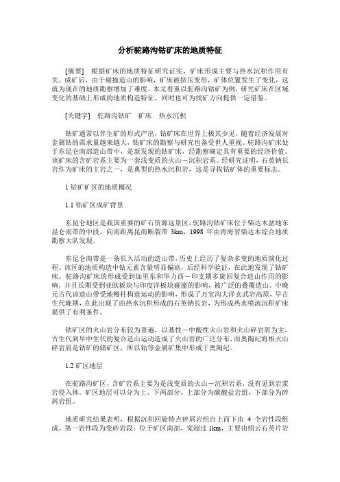 分析驼路沟钴矿床的地质特征