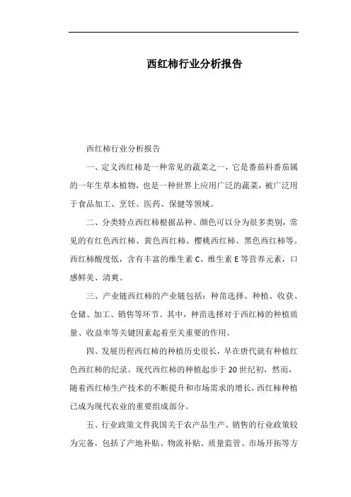 西红柿行业分析报告