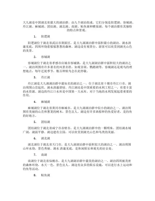 大九湖9个湖的介绍