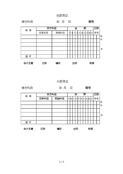 会计凭证、账簿、报表模板