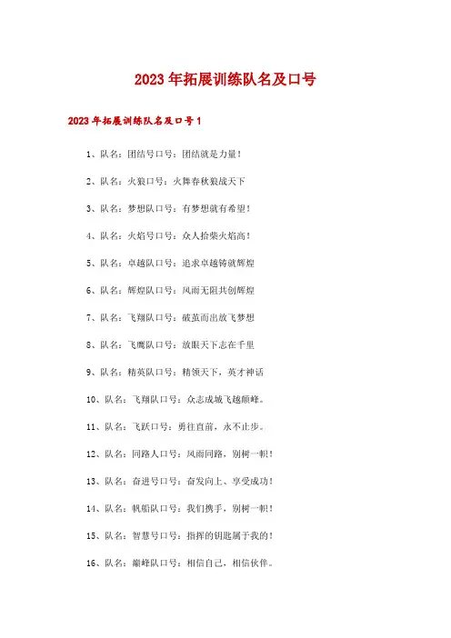 2023年拓展训练队名及口号