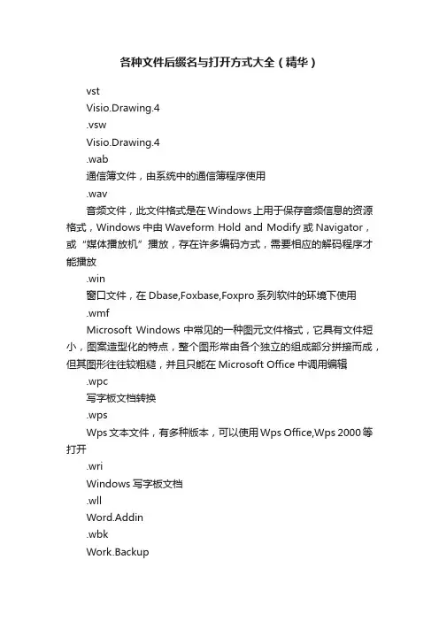 各种文件后缀名与打开方式大全（精华）
