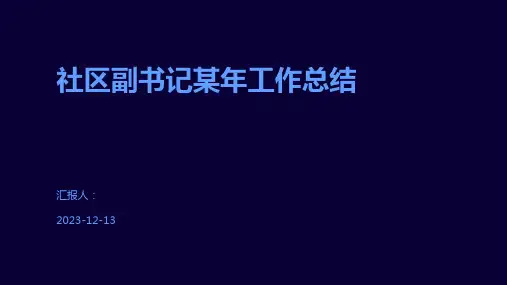 社区副书记某年工作总结