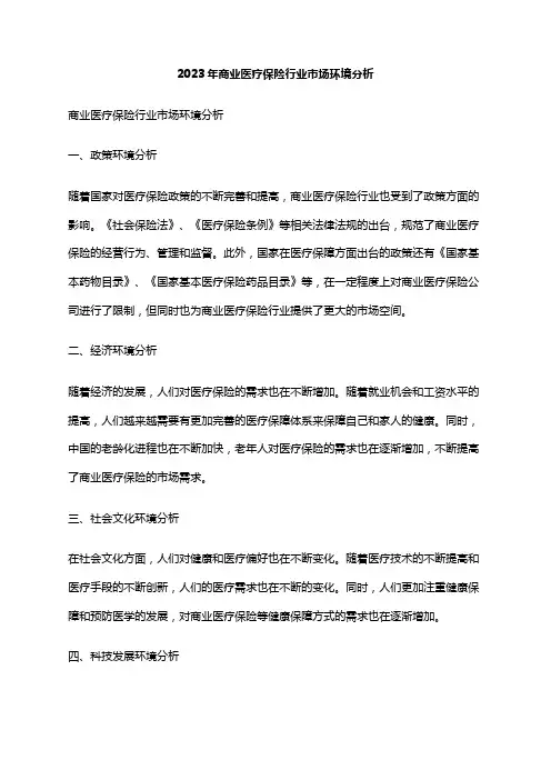 2023年商业医疗保险行业市场环境分析