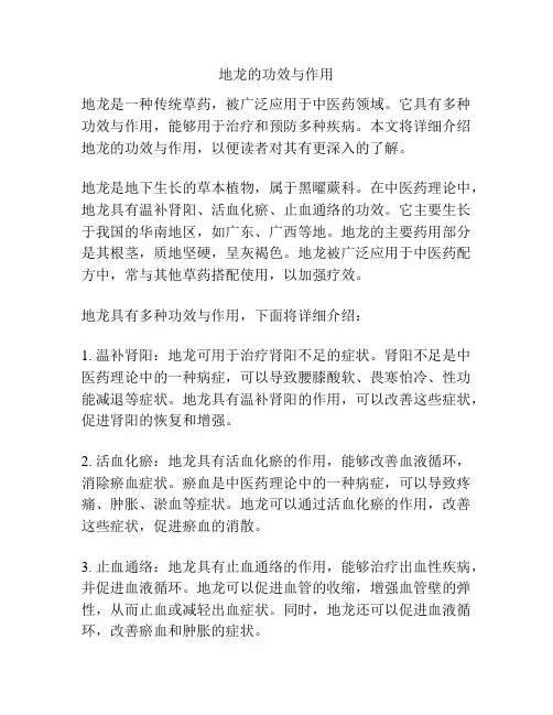 地龙的功效与作用