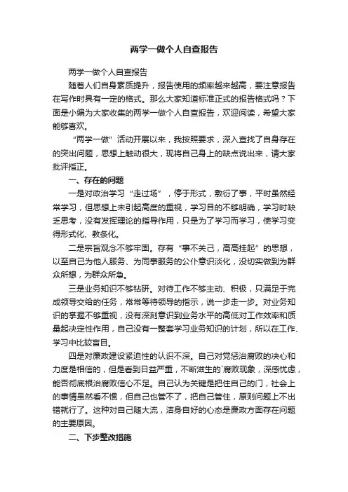 两学一做个人自查报告