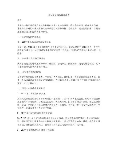 历年火灾事故梳理报告