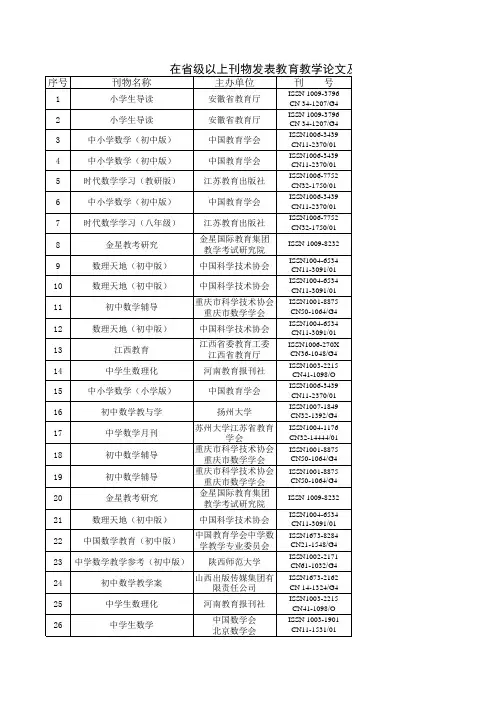 在省级以上刊物发表论文一览表