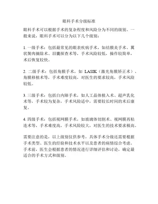 眼科手术分级标准