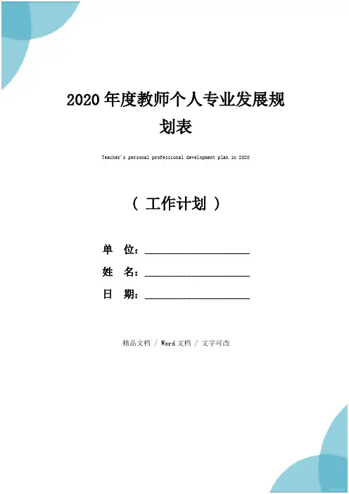 2020年度教师个人专业发展规划表