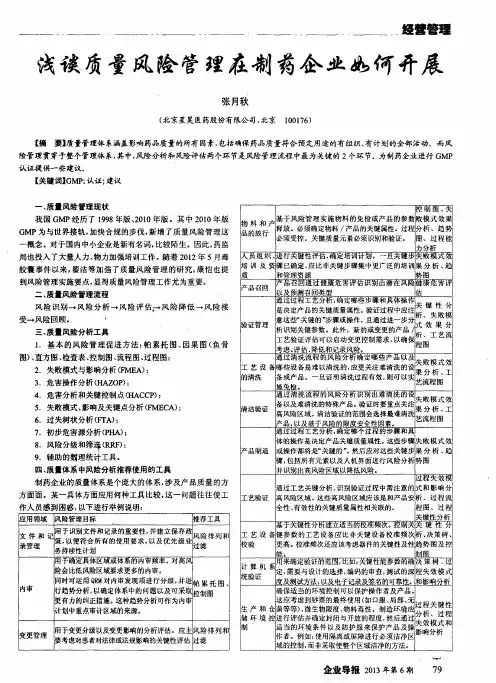 浅谈质量风险管理在制药企业如何开展