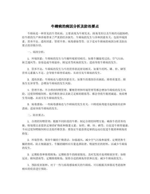 牛蹄病的病因分析及防治要点
