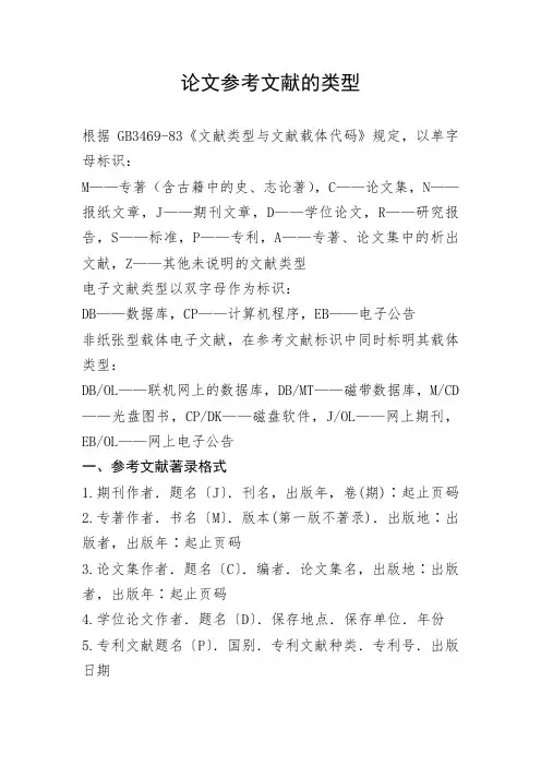 论文参考文献的类型
