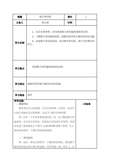 数字密码锁