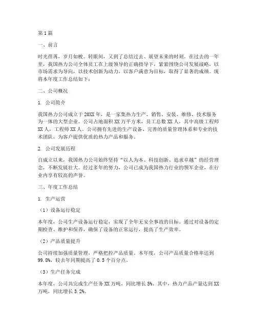 热力年度总结报告(3篇)