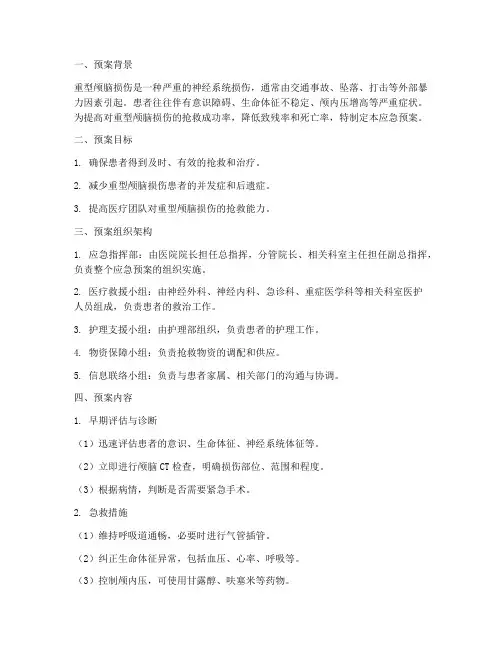 重型颅脑损伤应急预案