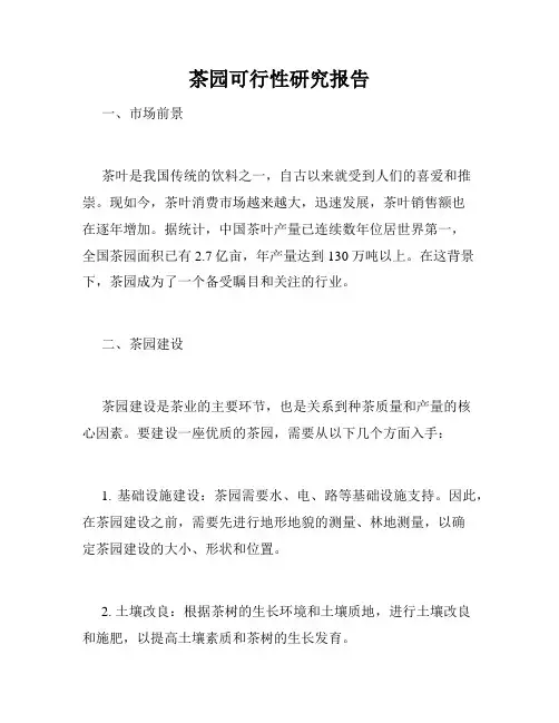 茶园可行性研究报告