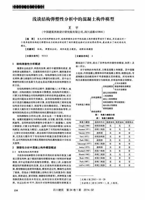 浅谈结构弹塑性分析中的混凝土构件模型