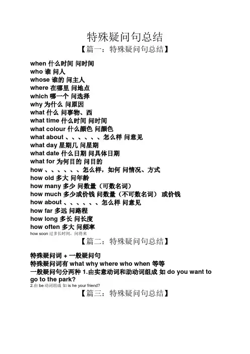 特殊疑问句总结