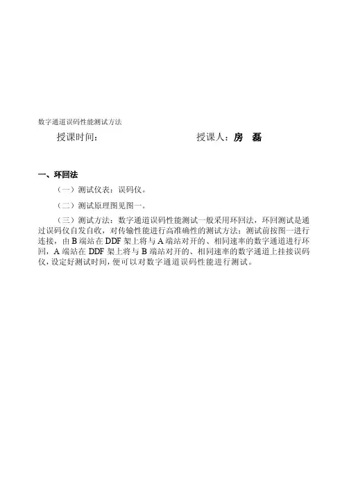 [讲解]数字通道误码性能测试方法
