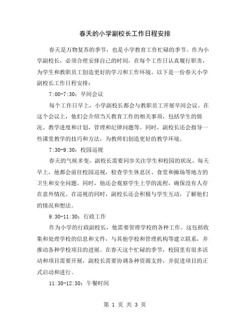 春天的小学副校长工作日程安排