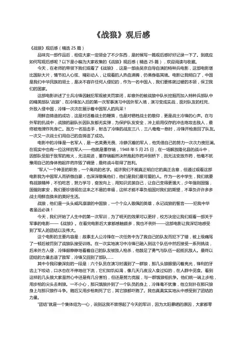 《战狼》观后感（精选25篇）