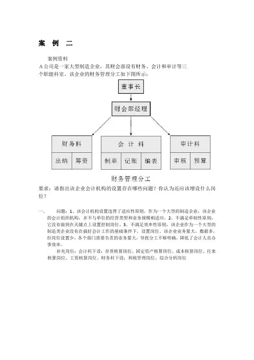 会计组织机构和岗位职责设计案例