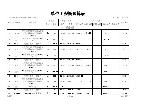 社区景观工程量计算及预算书(水电部分)