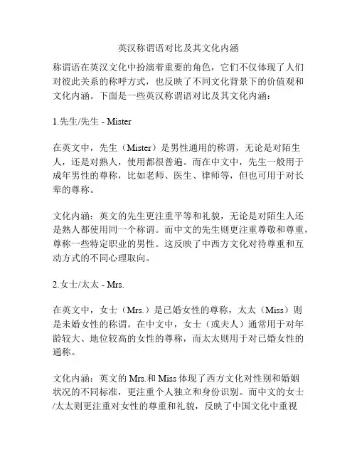 英汉称谓语对比及其文化内涵