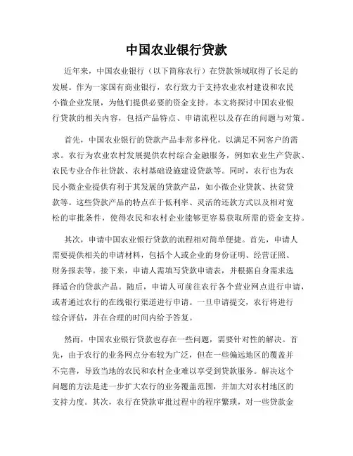 中国农业银行贷款