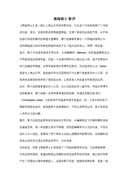黑暗骑士 影评